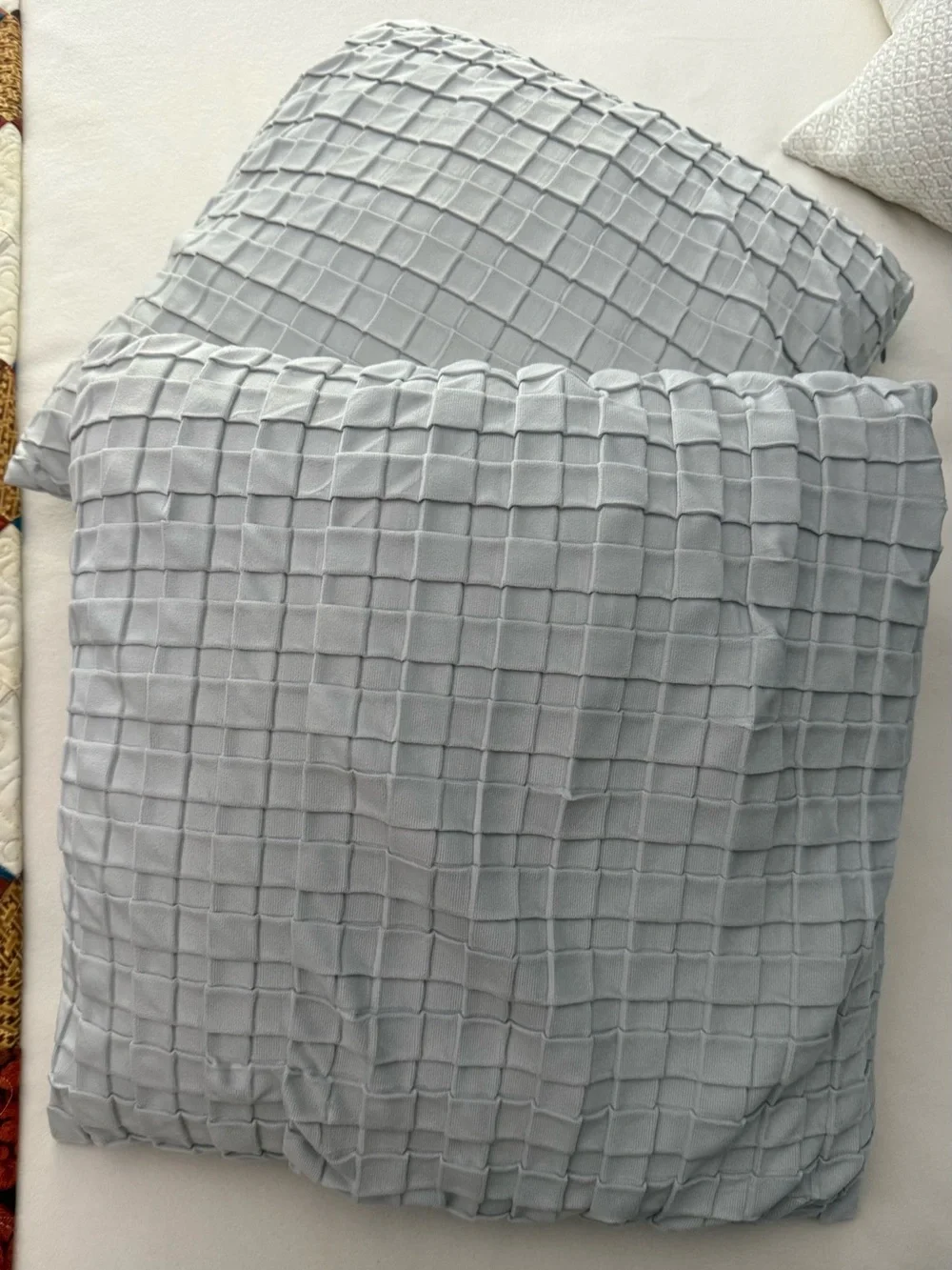 Textured Grid Throw Pillows in Light Gray - Set of 2